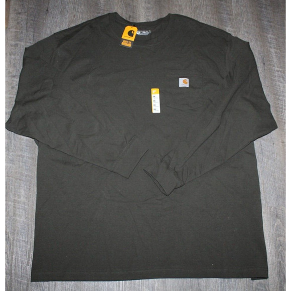 CARHARTT Loose Fit Heavyweight Long-Sleeve Pocket T-Shirt Men's 4XL‎ Dark Green - Picture 2 of 4